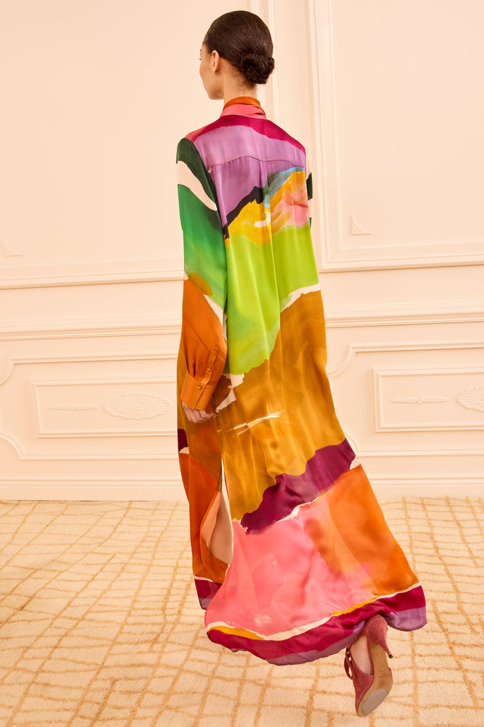 Luxury Silk Critique Dress Helen Frankenthaler Print - Back View | Ulla Johnson