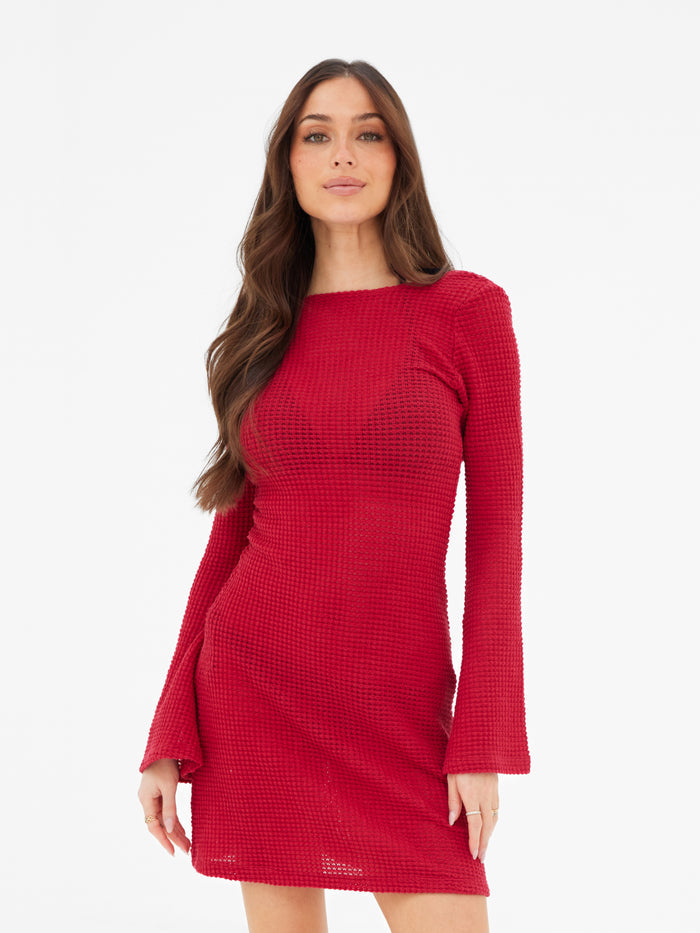 Crochet Mini Dress - Red