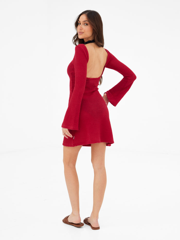 Crochet Mini Dress - Red