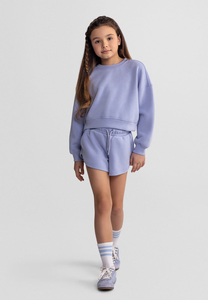 Sweatshirt & Shorts Set, Lavender Blue - 1