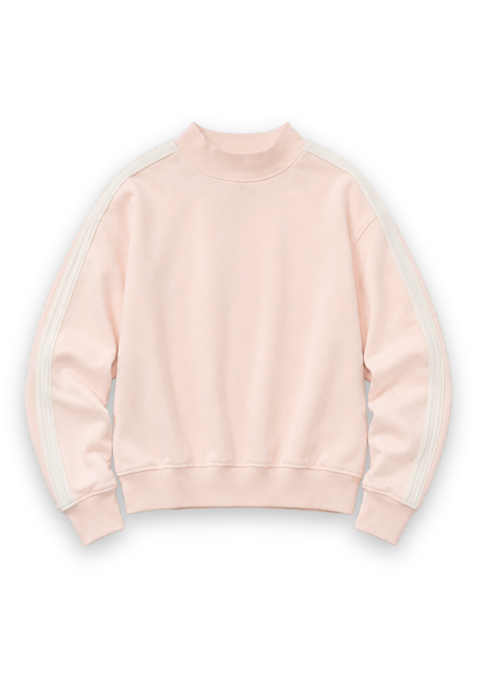 Crosstown Mock Neck in French Terry (Powder Blush)
