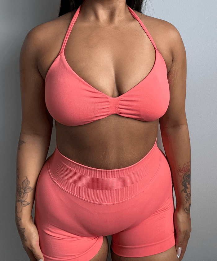 CurveContour Curve Halter Bra Peach Pop