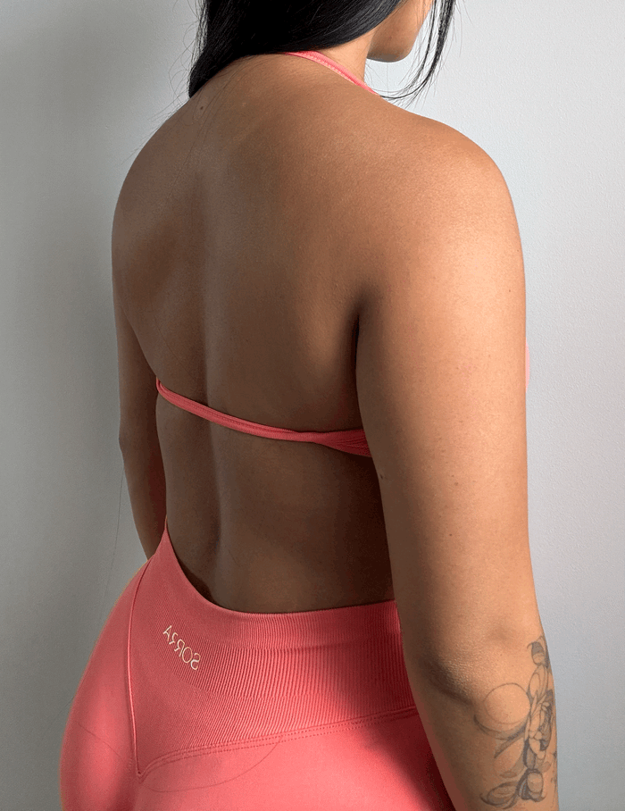 CurveContour Curve Halter Bra Peach Pop