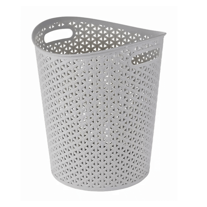 curver light grey rattan effect waste paper basket bin