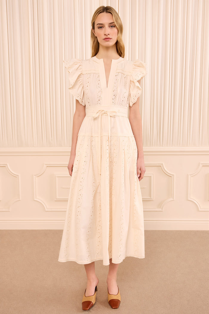 Dani Short Sleeve Cotton Dress - Pearled Ivory