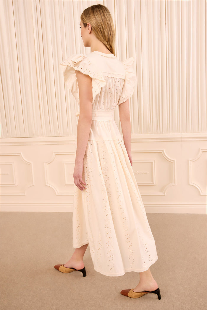Dani Short Sleeve Cotton Dress - Pearled Ivory