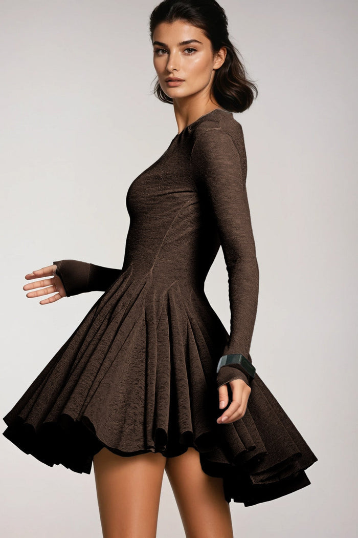 dany-ruffle-twist-mini-dress-in-brown