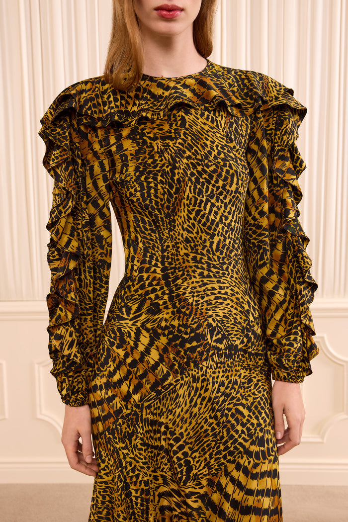 Dara Long Sleeve Silk Dress - Wren