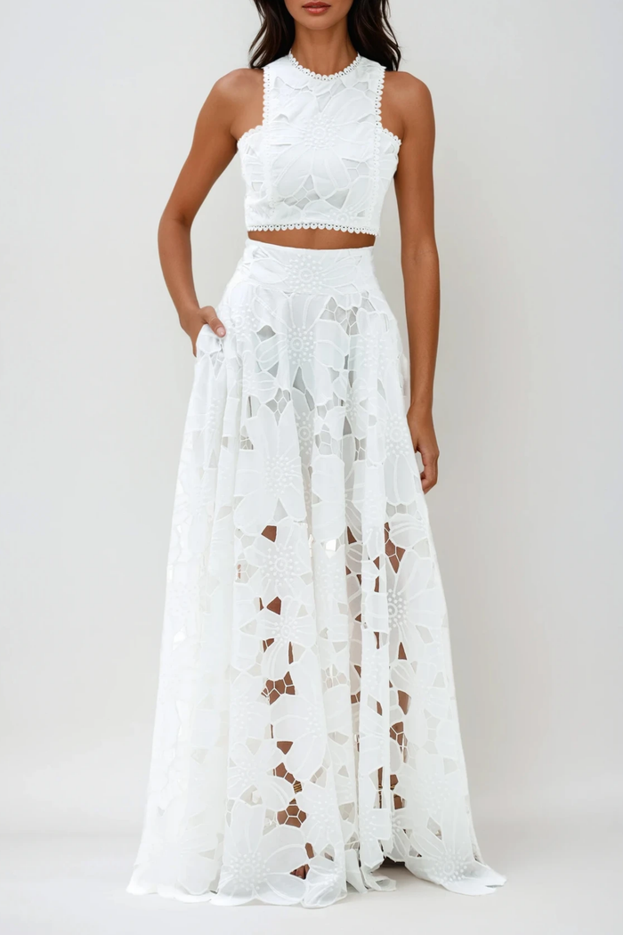 darija-sleeveless-flower-cutout-skirt-set