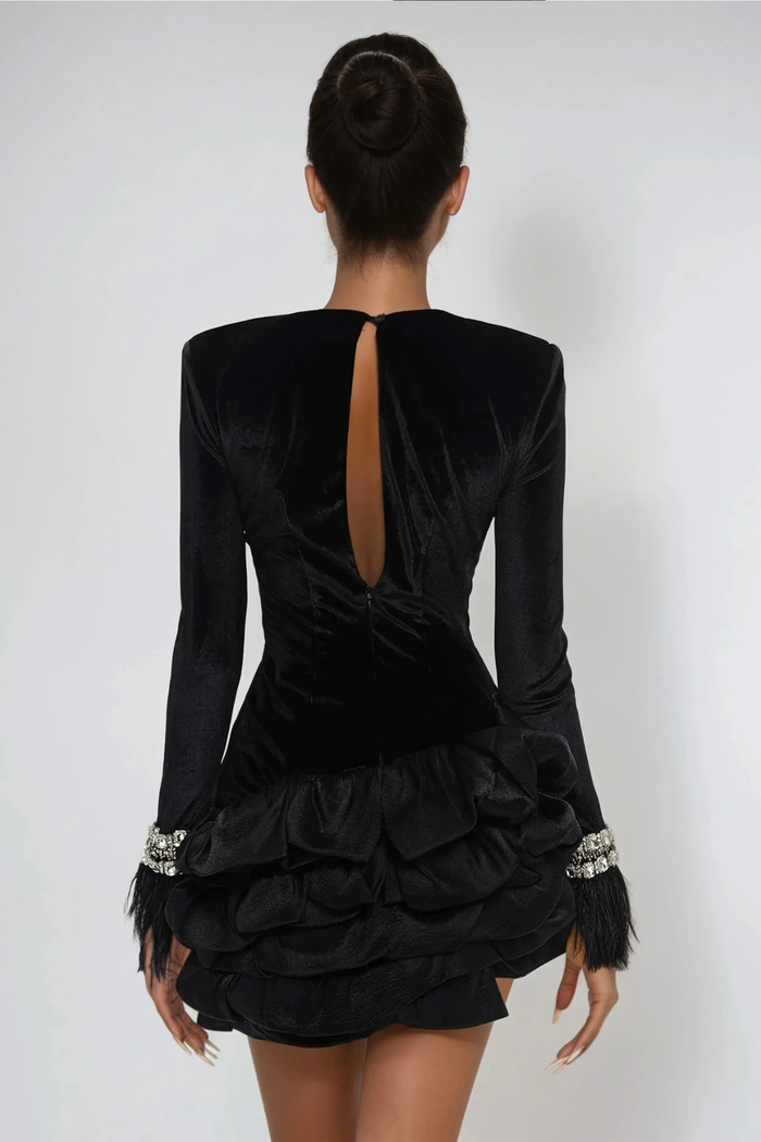 dayo-fringe-crystal-mini-dress-in-black