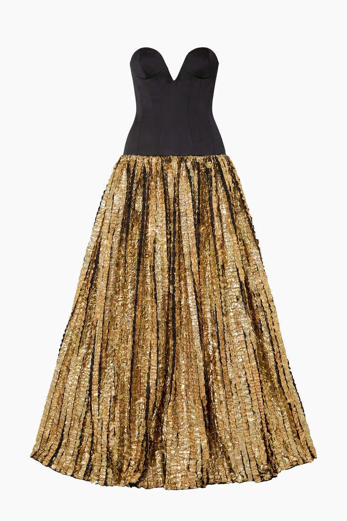 Delora Strapless Lurex Gown - Gold