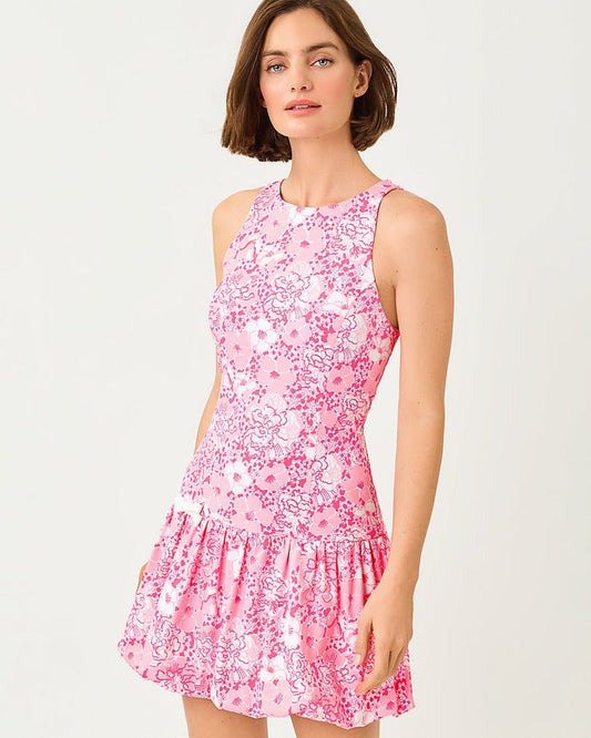 Lilly Pulitzer - Delvenie Bubble Hem Dress - Conch Shell Pink Burst Of Joy