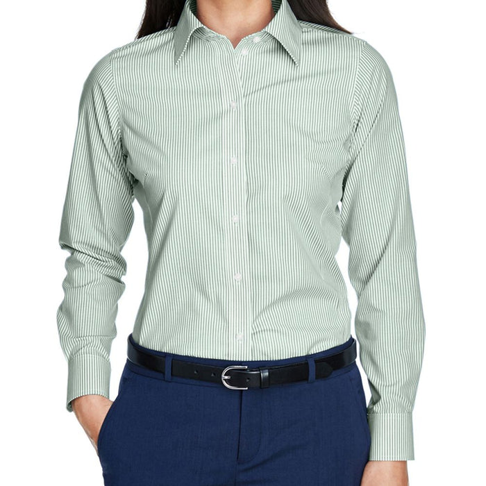 Devon & Jones Women's Crown Collection™ Banker Stripe Button Up Shirt