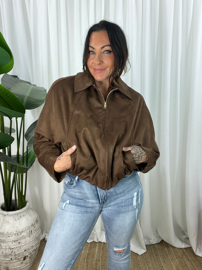 Dexter Faux Suede Bomber Jacket