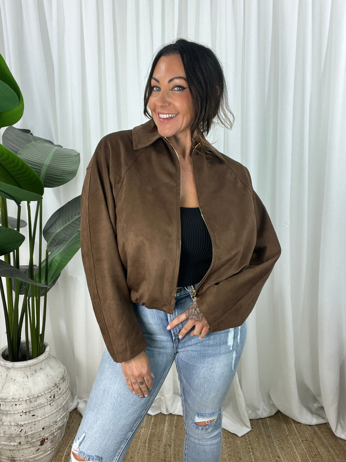 Dexter Faux Suede Bomber Jacket