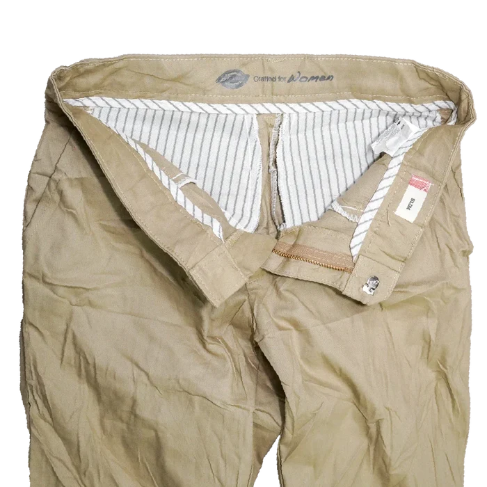 Dickies Women's Khaki Slim Trousers - Small - Army & Outdoors - Dress Trousers