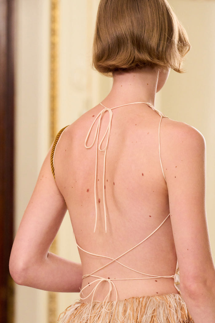Divina Backless Top - Runway Back Detail, Adjustable Tie Straps Criss-Cross | Ulla Johnson