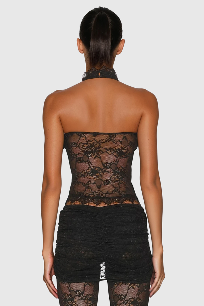 Djehutimose Halter Neck Lace Pants Set