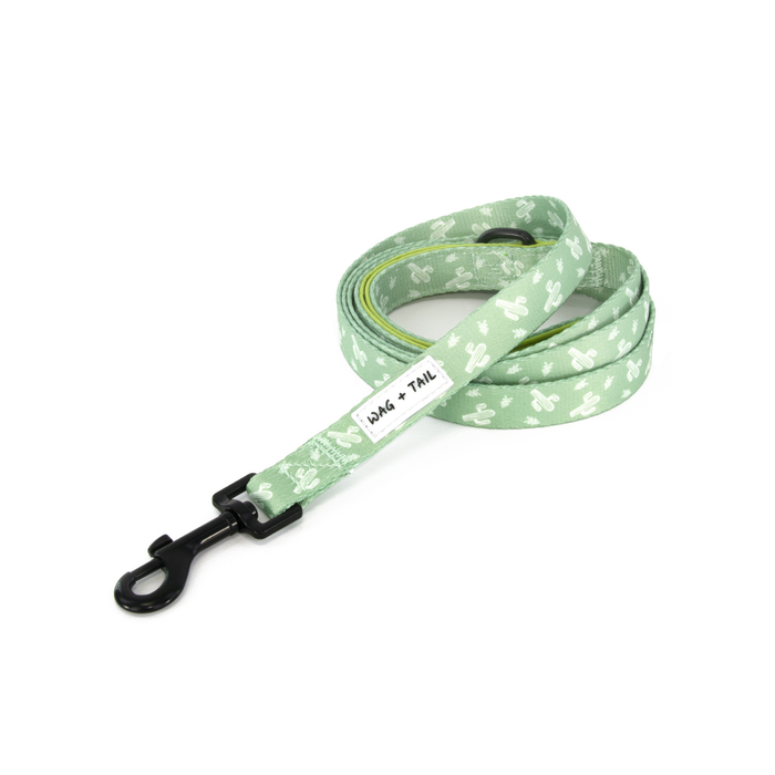 Wag + Tail Prickly Paws dog leash showing cactus-print pattern flat lay