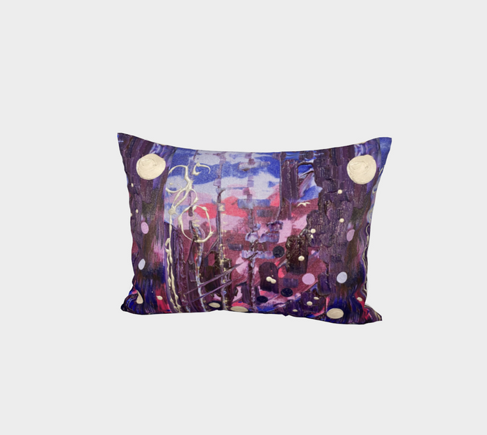 “Donum Familium” Bed Pillow Sham (Purple, Pink, Silver)