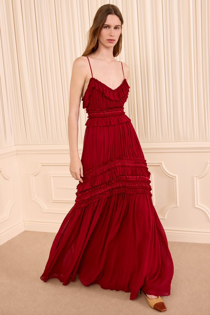 Dorothea Sleeveless Silk Gown - Cerise