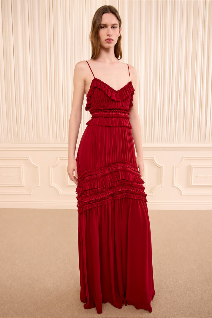Dorothea Sleeveless Silk Gown - Cerise