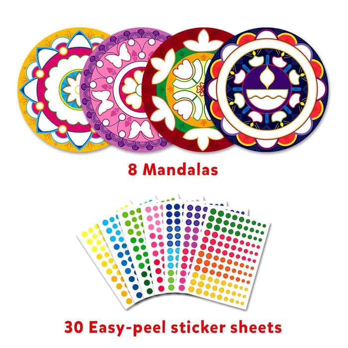 8 mandela designs with 30 easy to peel sticker sheets
