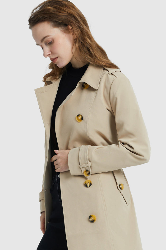 Orolay-Double-Breasted Trench-#color_Frosted Almond