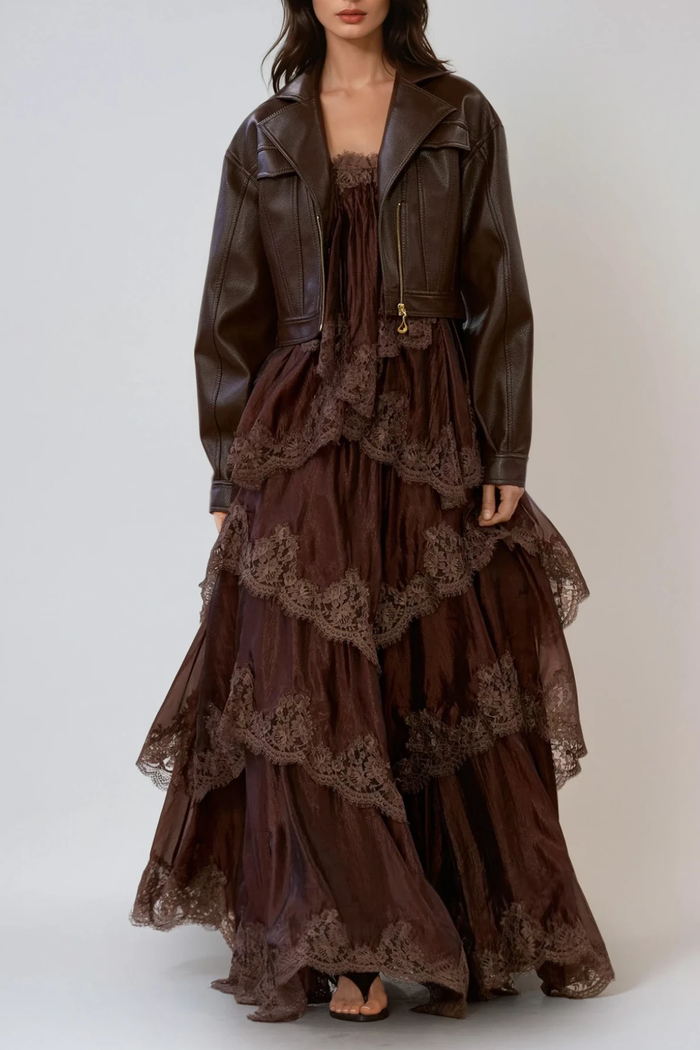 Drummond Spaghetti Lace Maxi Tiered Dress