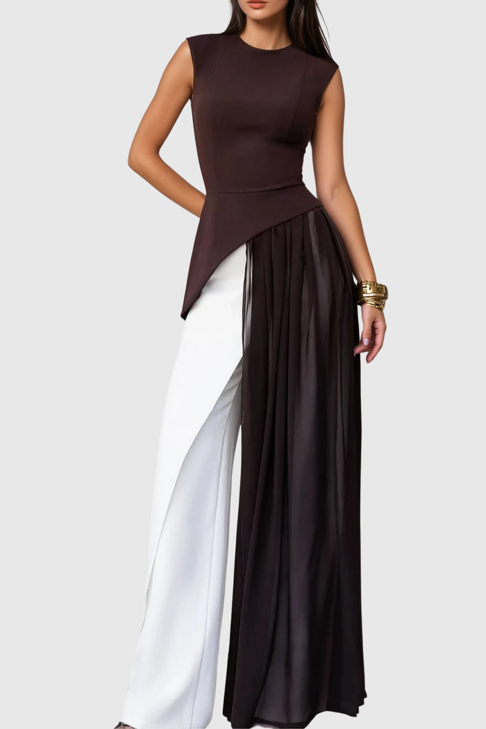 Drusilla Sleeveless Asymmetric Fringe Top