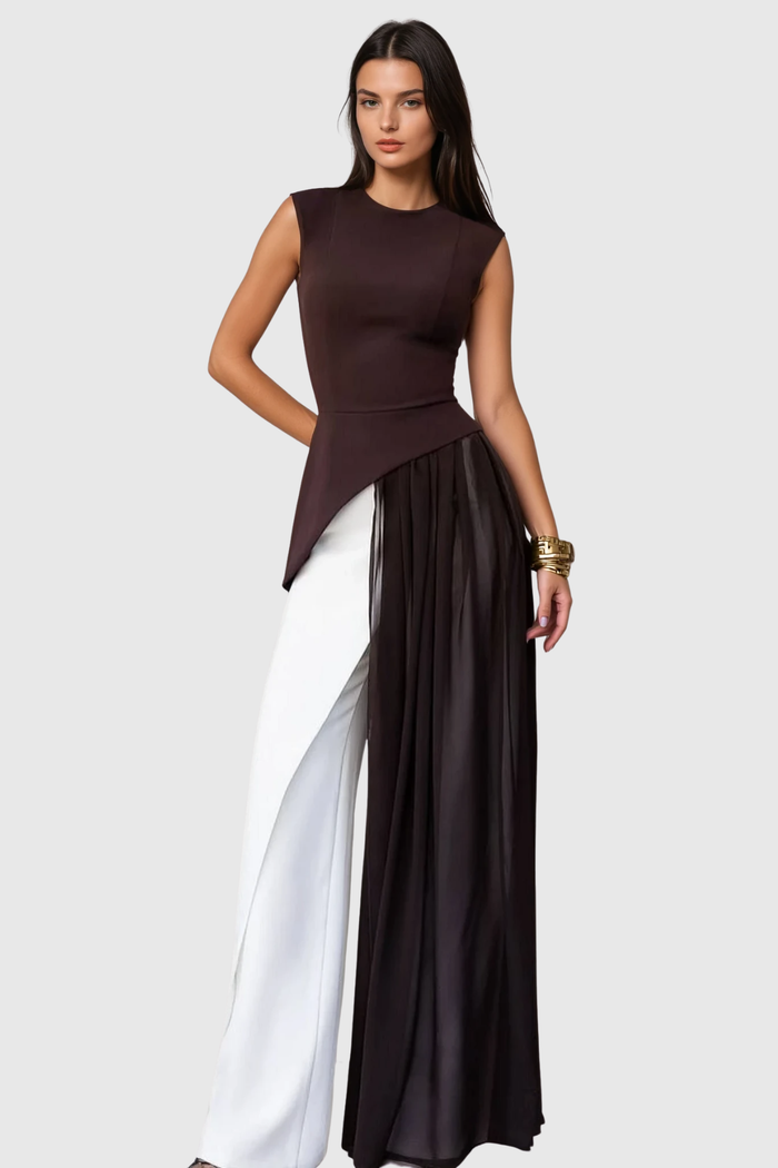 Drusilla Sleeveless Asymmetric Fringe Top