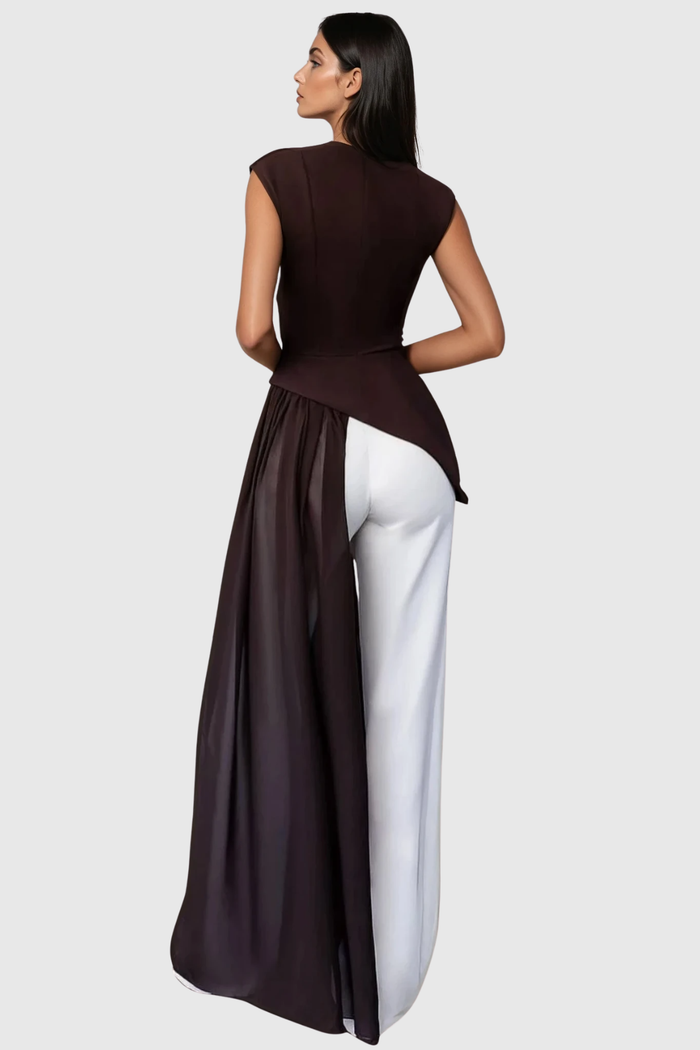 Drusilla Sleeveless Asymmetric Fringe Top