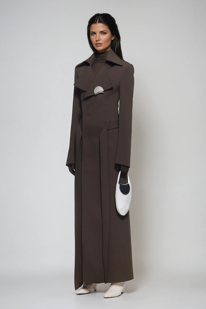 Dubravka Deconstruct Lapel Coat In Brown
