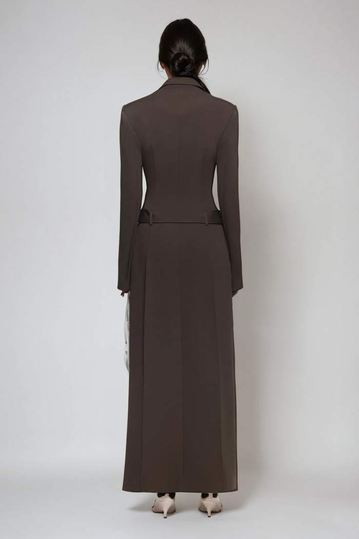Dubravka Deconstruct Lapel Coat In Brown