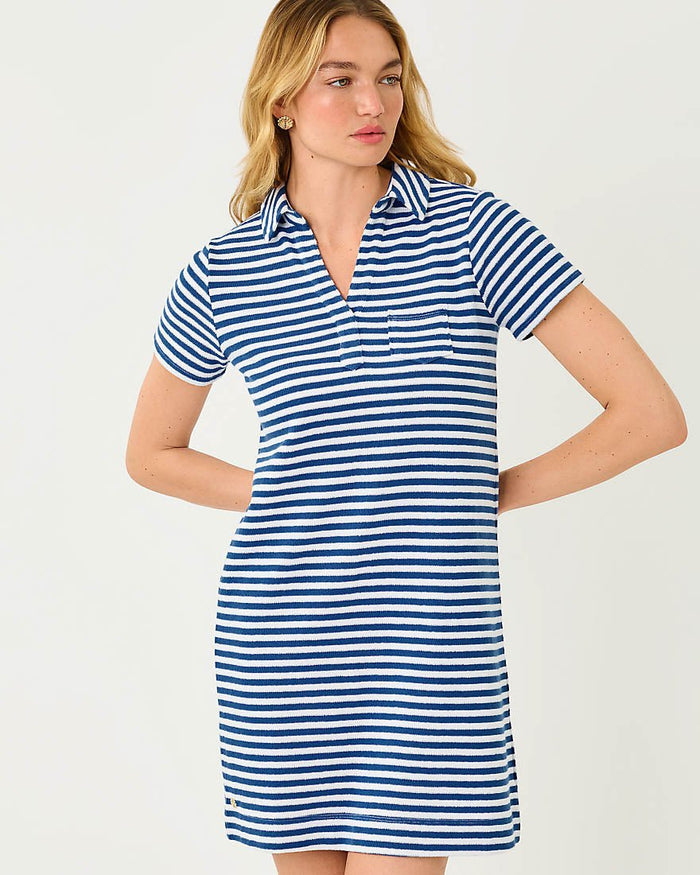 Lilly Pulitzer - Dune Short Sleeve Dress - Starlight Navy St Tropez Stripe