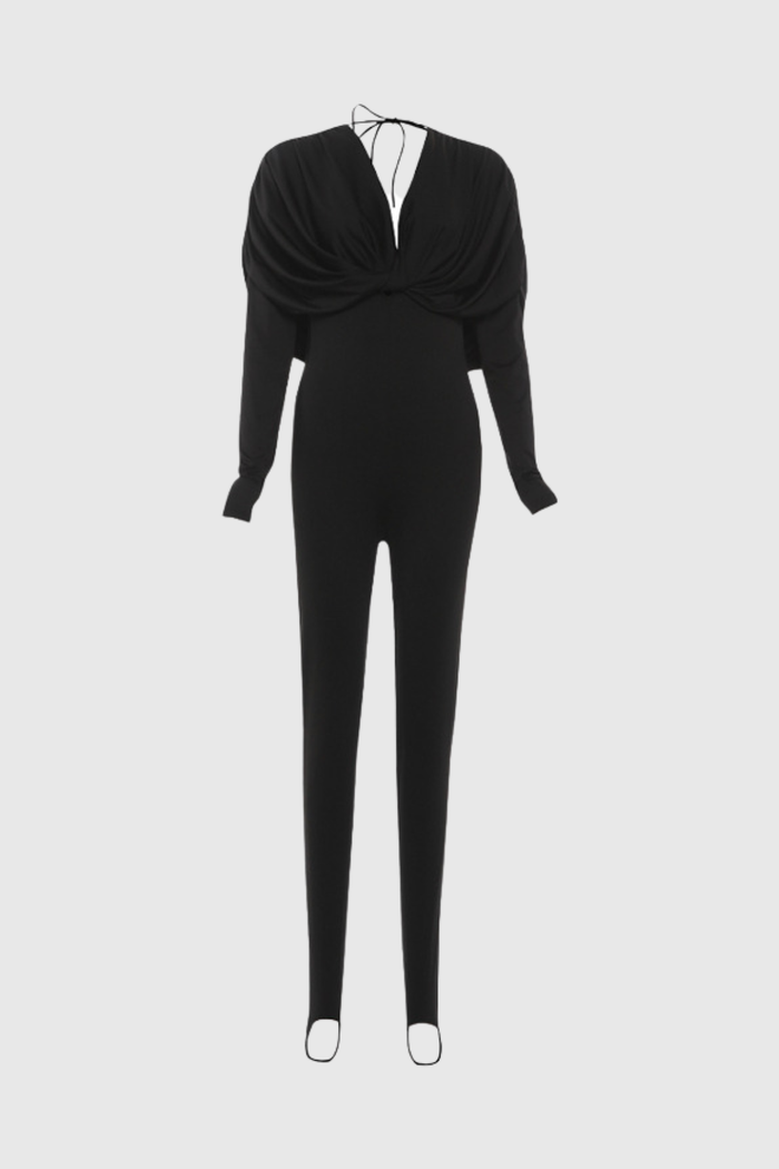 Dzianis Plunge Draped  Jumpsuit