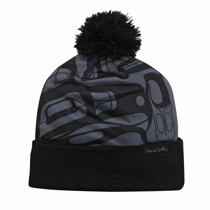Eagle Freedom Winter Thermal Hat with Orca design by Francis Dick, featuring a pom-pom and double-layer construction.
