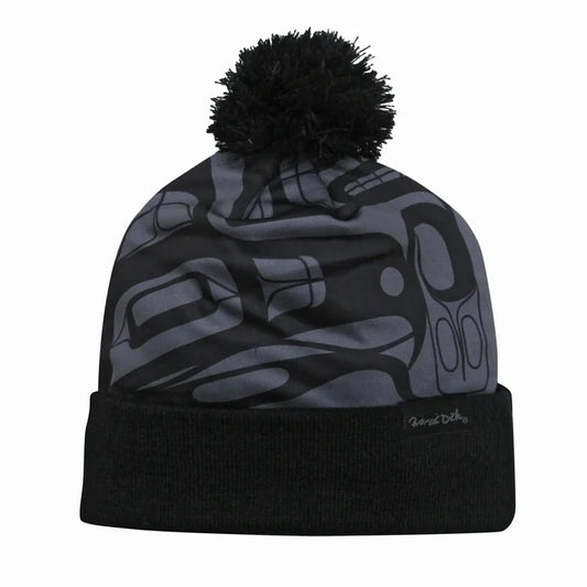 Eagle Freedom Winter Thermal Hat with Orca design by Francis Dick, featuring a pom-pom and double-layer construction.