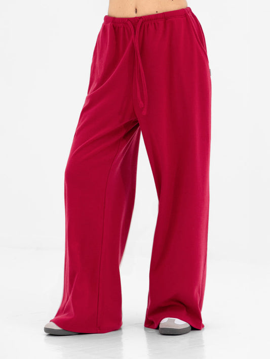 Ebony Wide Leg Trousers - Deep Raspberry