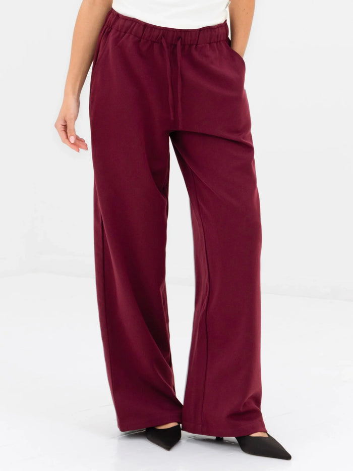 Eden Elasticated Trousers - Burgundy