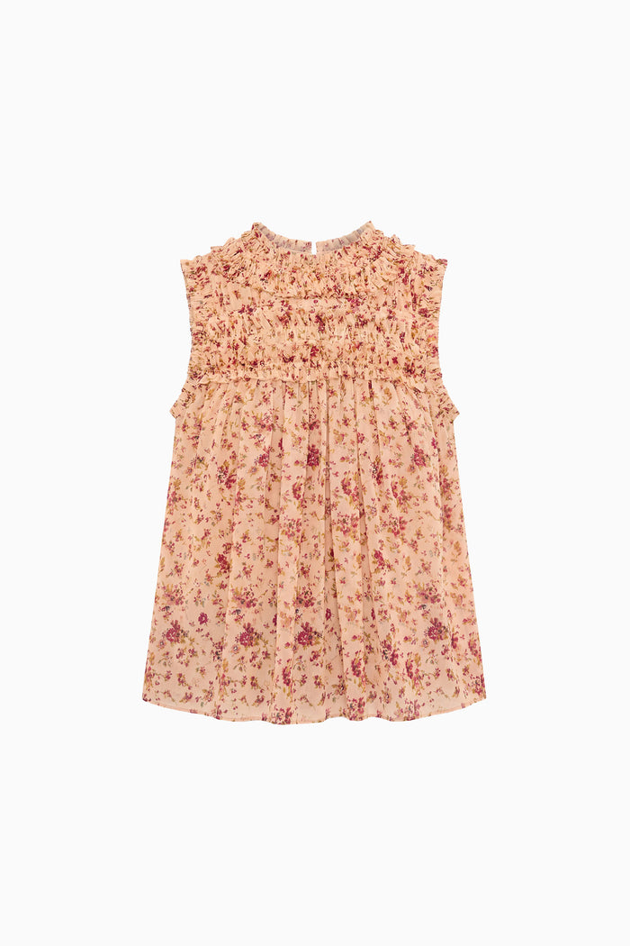 Effie Sleeveless Silk Top - Blush Mille Fleur