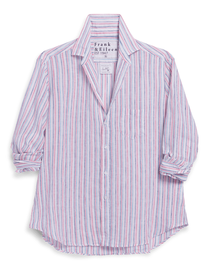 Striped shirt with brand label on a transparent background