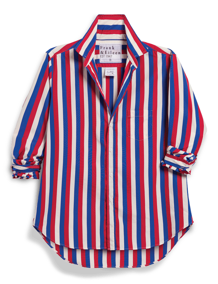 Red, white, and blue striped shirt on a transparent background