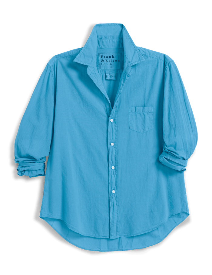Blue button-up shirt on a transparent background