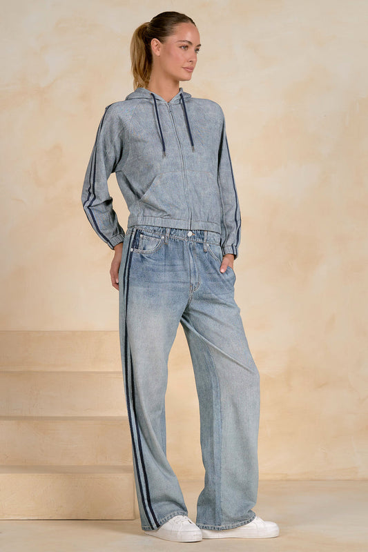 ELAN Denim Bomber Hoodie