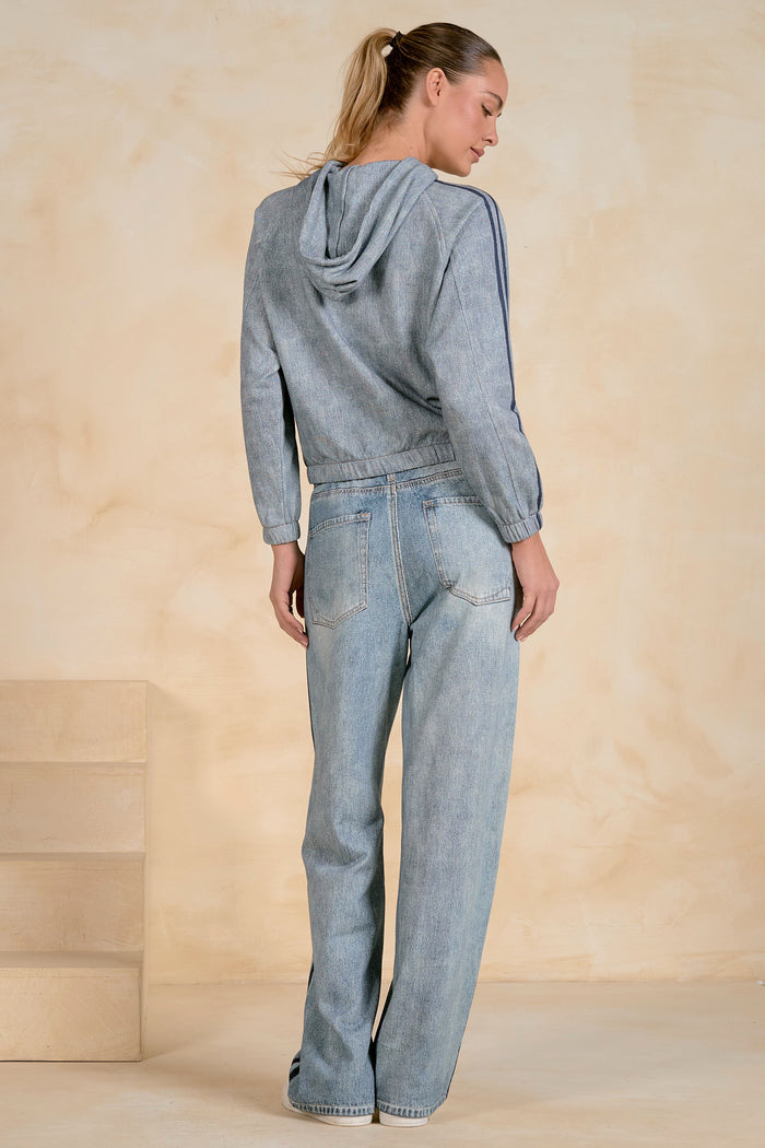 ELAN Denim Bomber Hoodie