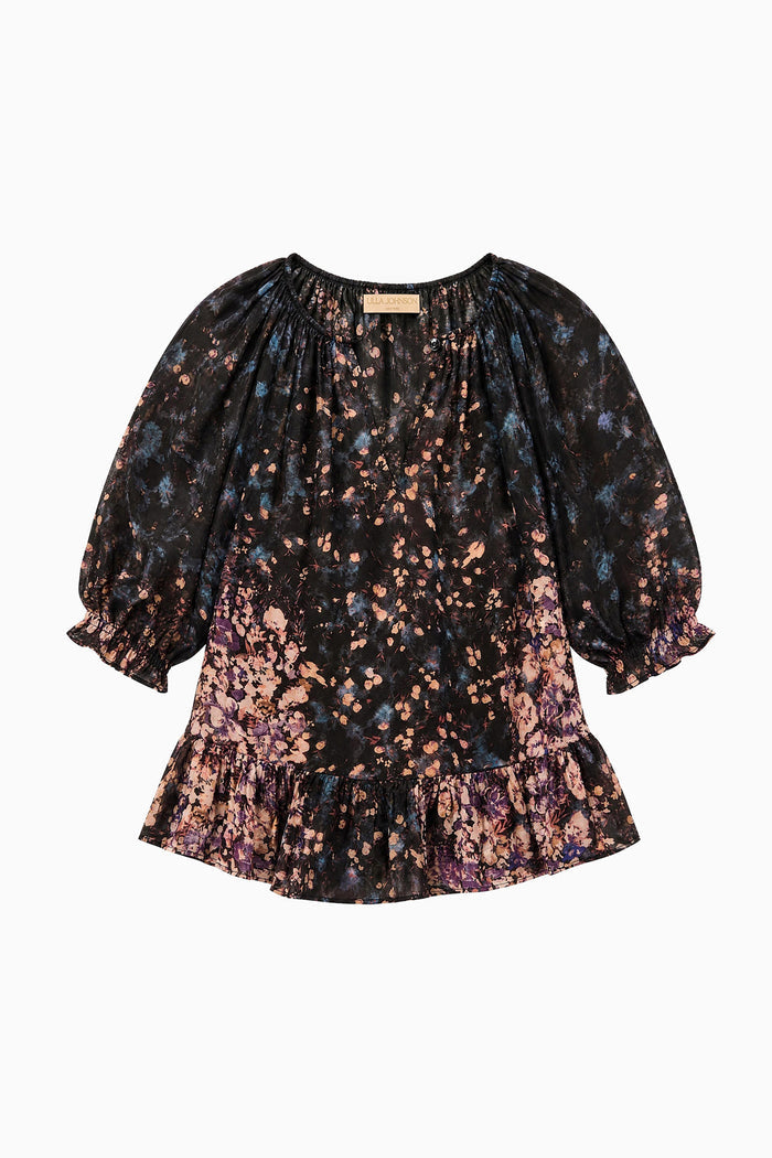 Elise Short Sleeve Silk Blouse - Eclipse