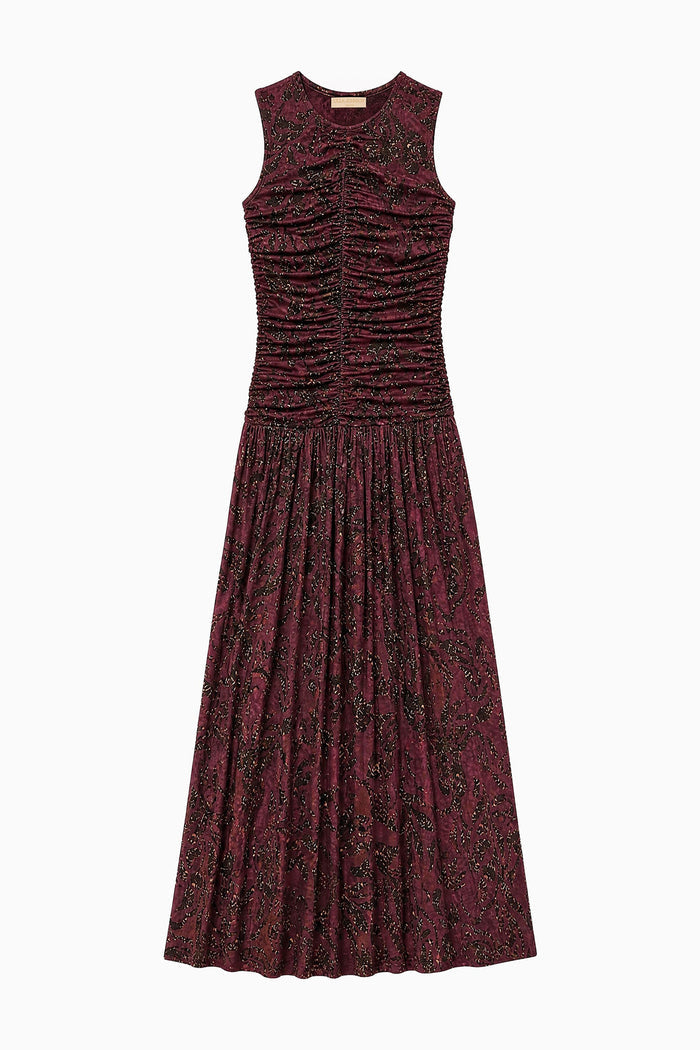 Elora Sleeveless Jersey Dress - Claret Floral
