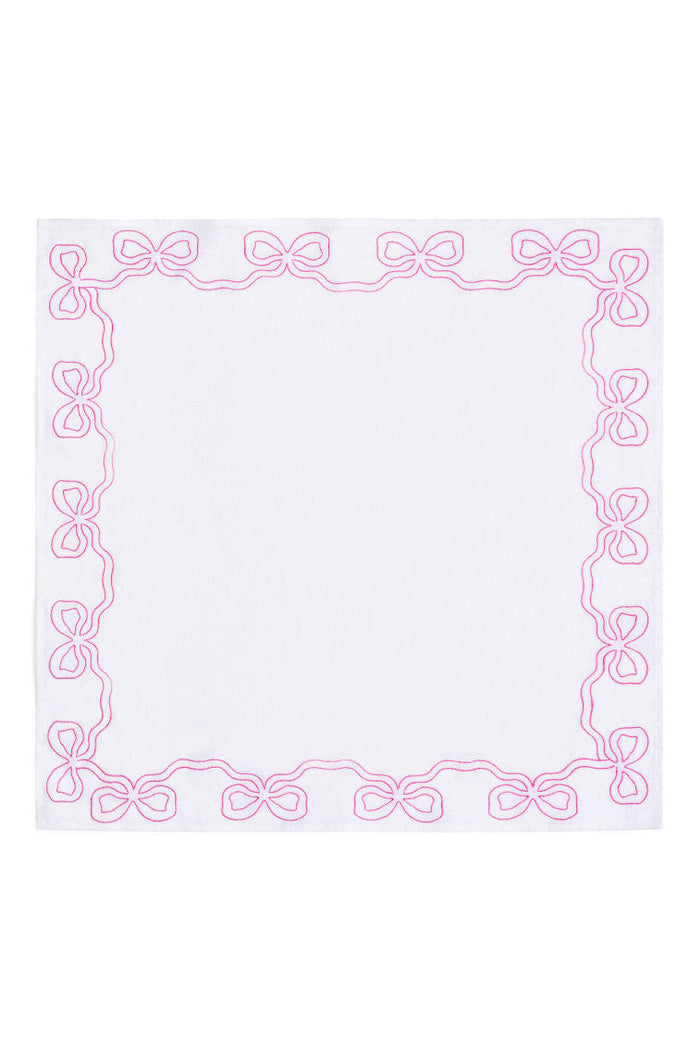 Embroidered Linen Bow Napkins - Set of 4