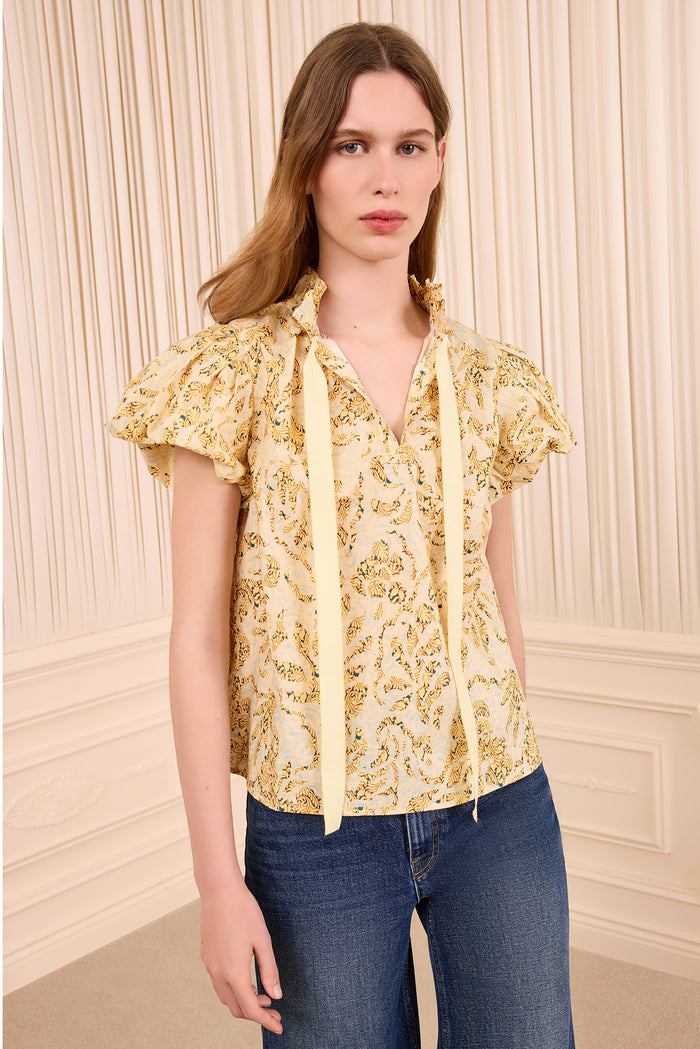 Estela Short Sleeve Cotton Top - Chamomile